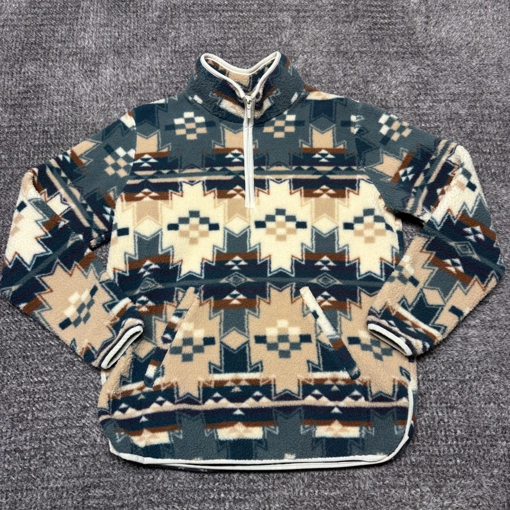Wrangler‎ Mens Fleece Pullover Quarter Zip S Aztec Southwestern Multicolor